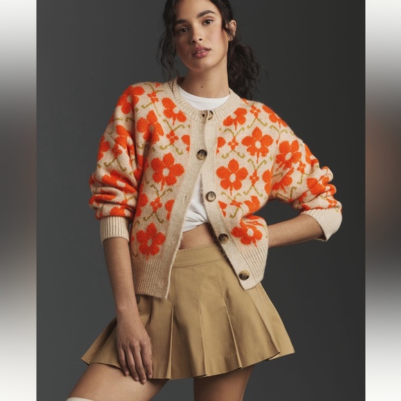 Maeve Sweaters - NWT Anthropologie Maeve Intarsia Floral Cardigan Small
